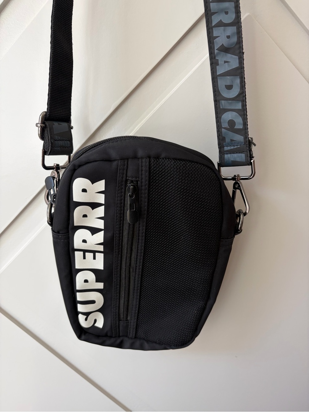 Superrradical Black Logo Strap Shoulder Crossbody Bag Superrr